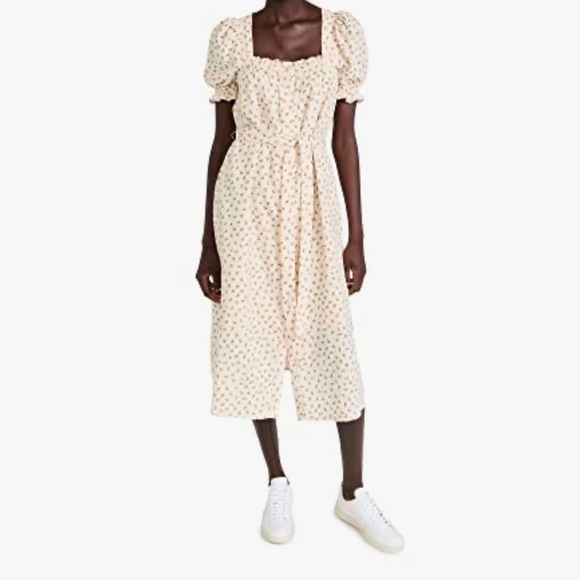 Floral Midi Dress with Short Puff Sleeves - Picture 7 of 10